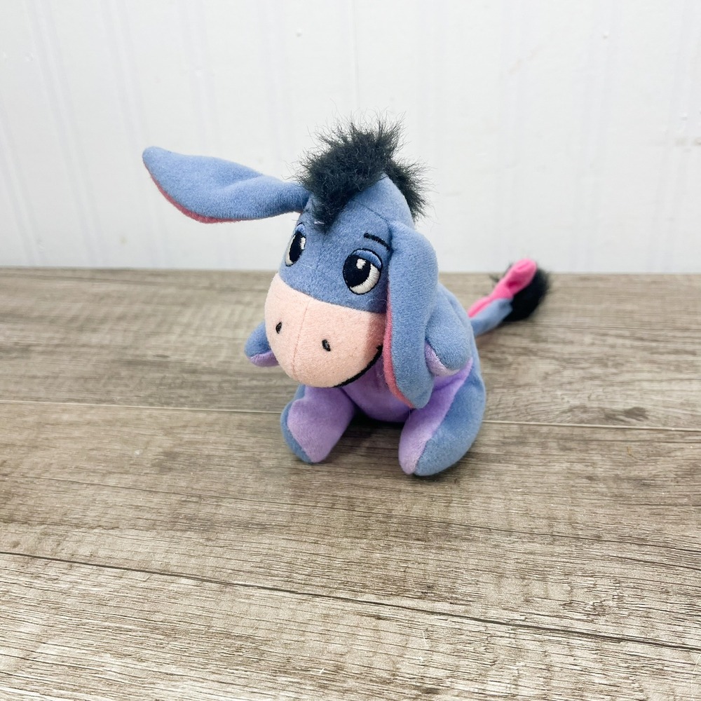 Disney Winnie the Pooh Eeyore Plush Blue Purple Bean Bag Toy 5 inch